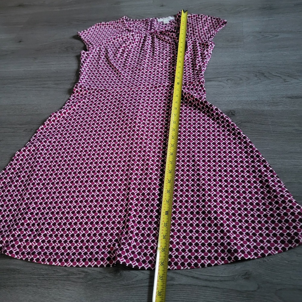 Michael Kors Womens Pink Purple Geometric Cutout Cap Sleeve Fit Flare Dress M - Picture 8 of 9